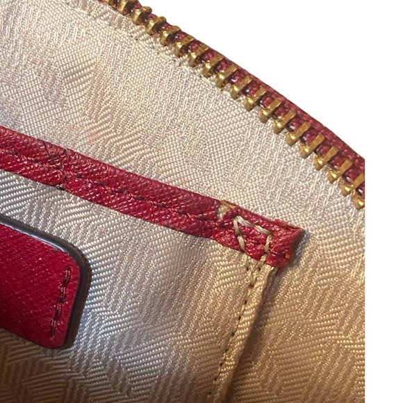 Michael Kors Red Cosmetic Bag with Gold Accents and Zip Pull 7.5x5x3 EUC - Picture 8 of 10